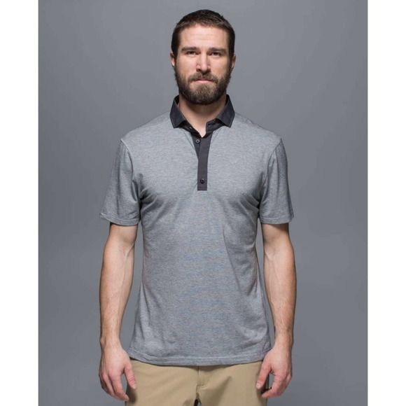 Lululemon | Men | Heather Gray Post Practice Contrast Polo Shirt | Size Large - Picture 10 of 11